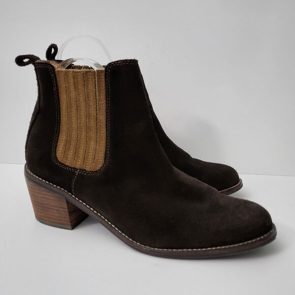 MATISSE Chelsea Boots Womens 10 Dark Brown Suede Leather Pull On Block Heel - Picture 1 of 11